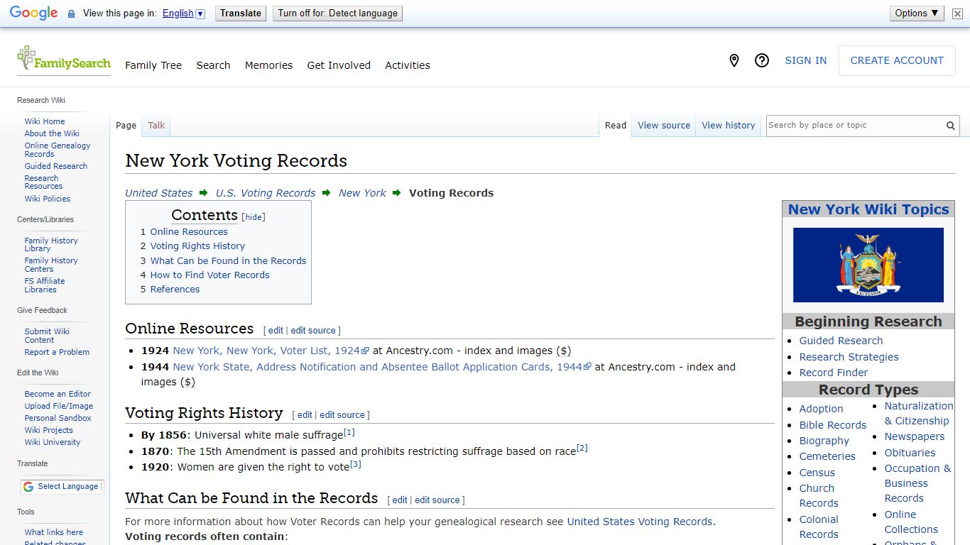 New York Voting Records • FamilySearch
