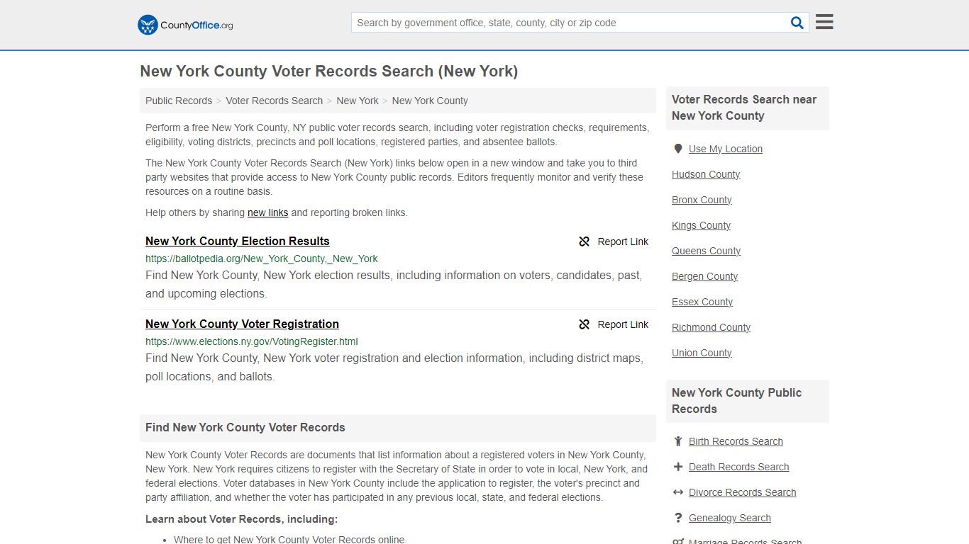 New York County Voter Records Search (New York) - County Office