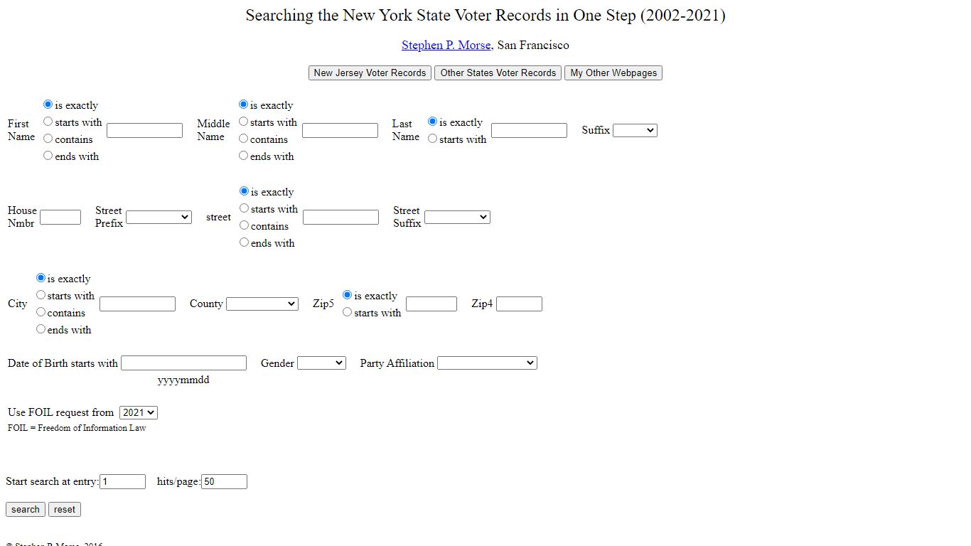 New York State Voter Records (2002-2021) - Steve Morse